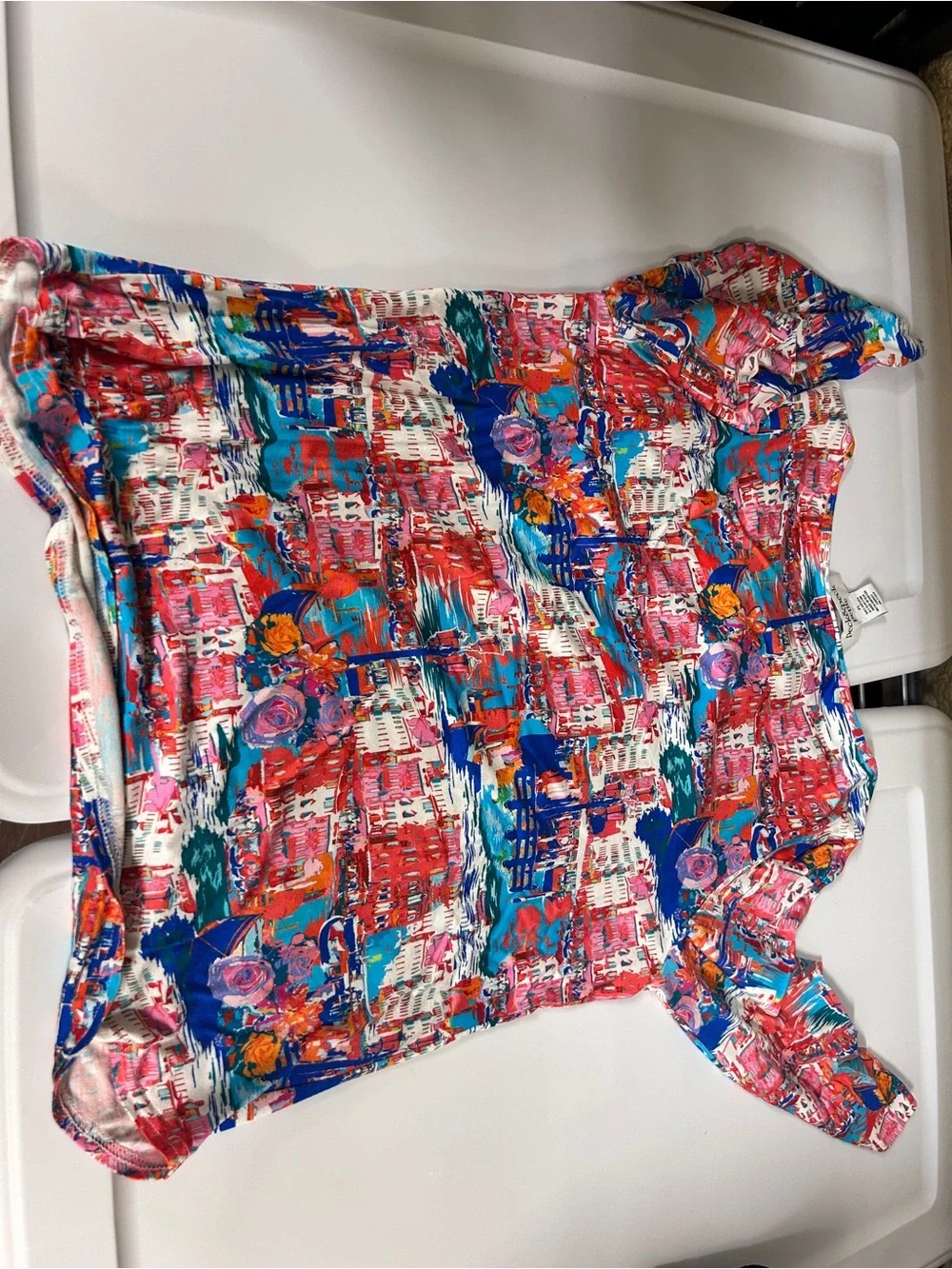Peck & Peck Multicolor Abstract Floral Knit Top